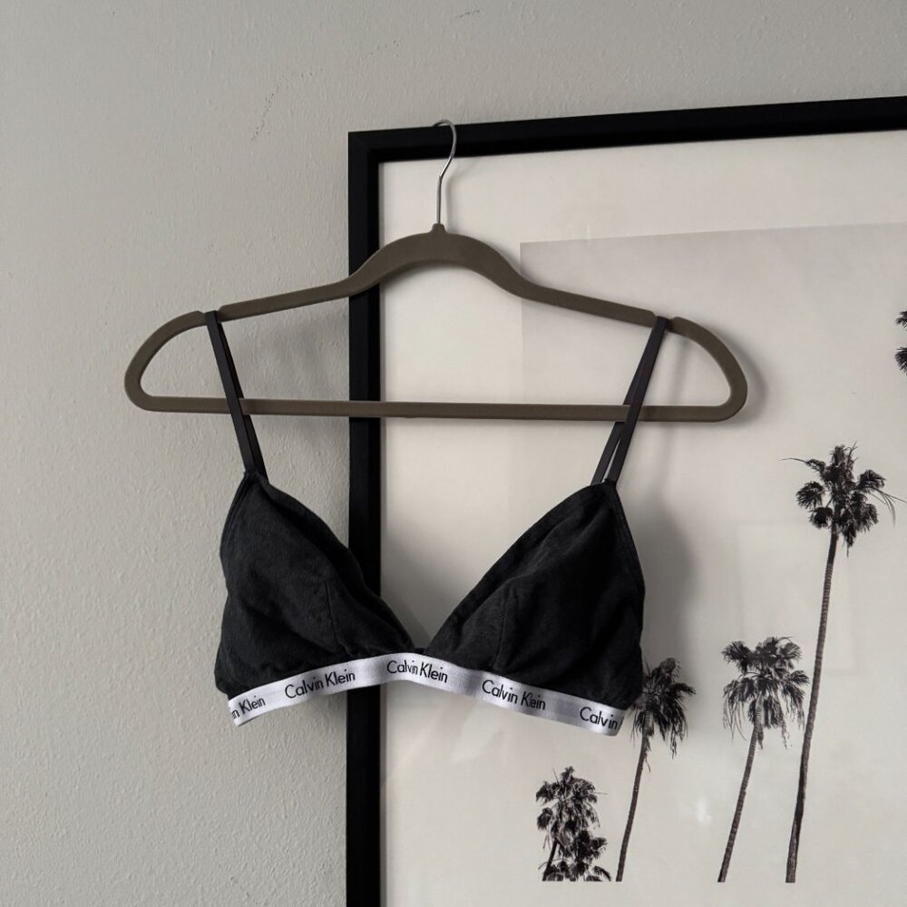 Calvin Klein | EUC Icon Cotton Modal Lightly Lined Triangle Bralette Gray Large - Picture 2 of 7